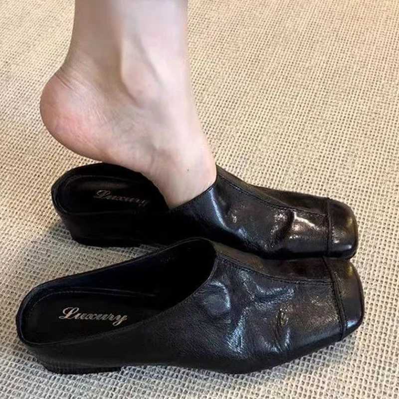 Women Mules Shoes Flats Casual Fashion Square Toe Womens Sandals 2025 Slingback Summer Walking Zapatillas De Mujer K260311