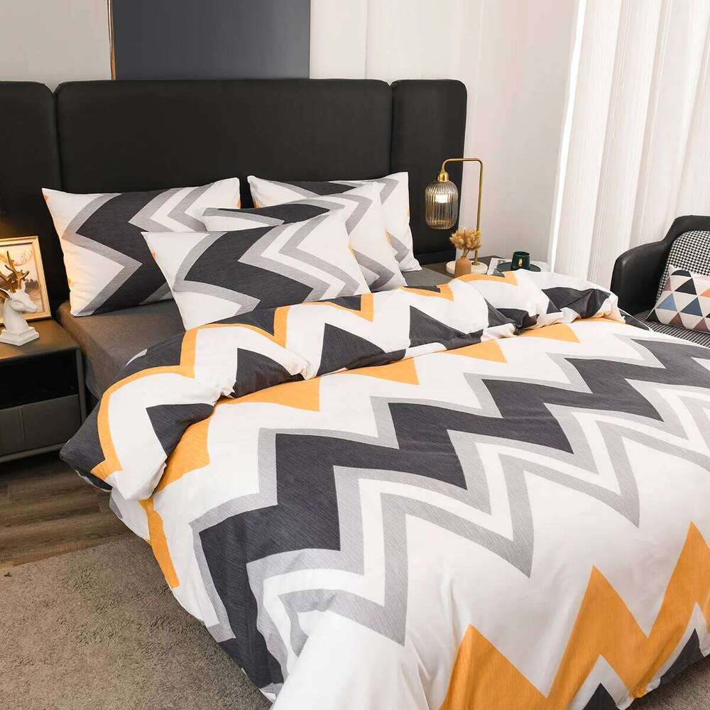 Geometric Duvet Nordic Style Wave Stripe Bedding Set King Size for Bedroom Hotel Modern Classic Lines Comforter Cover H260311