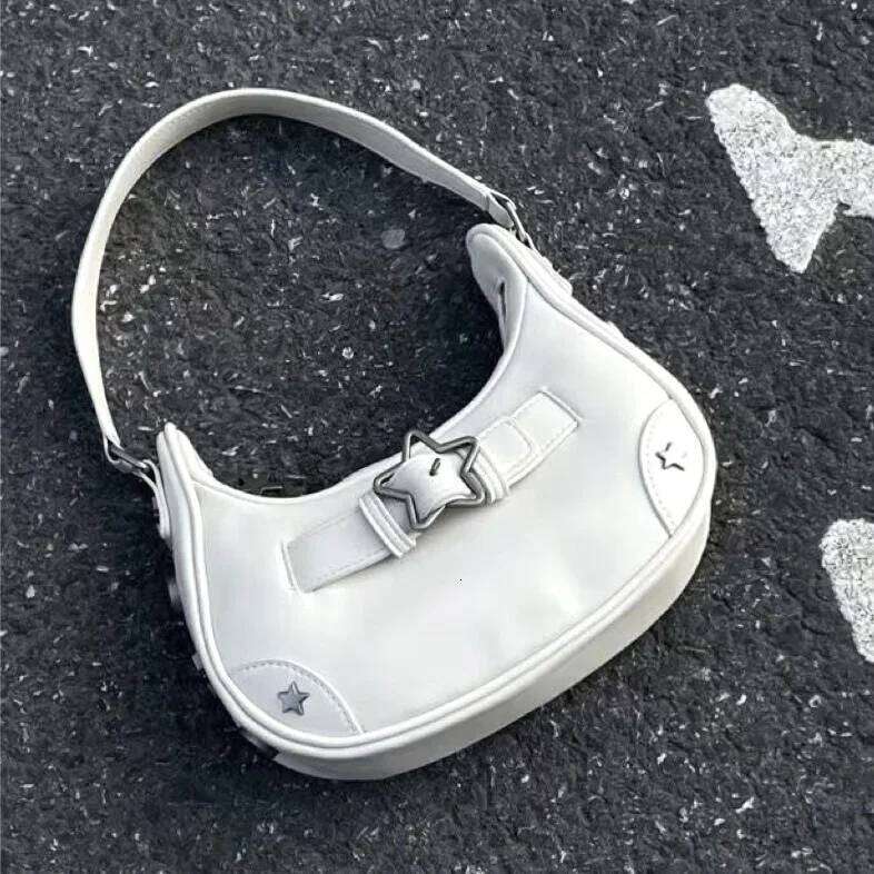 Vintage Star Handbags for Women Fashion Hobos Shoulder Underarm Ladies Clutch Pu Leather Female Armpit Purses Y2k Cool Bag XJ260311