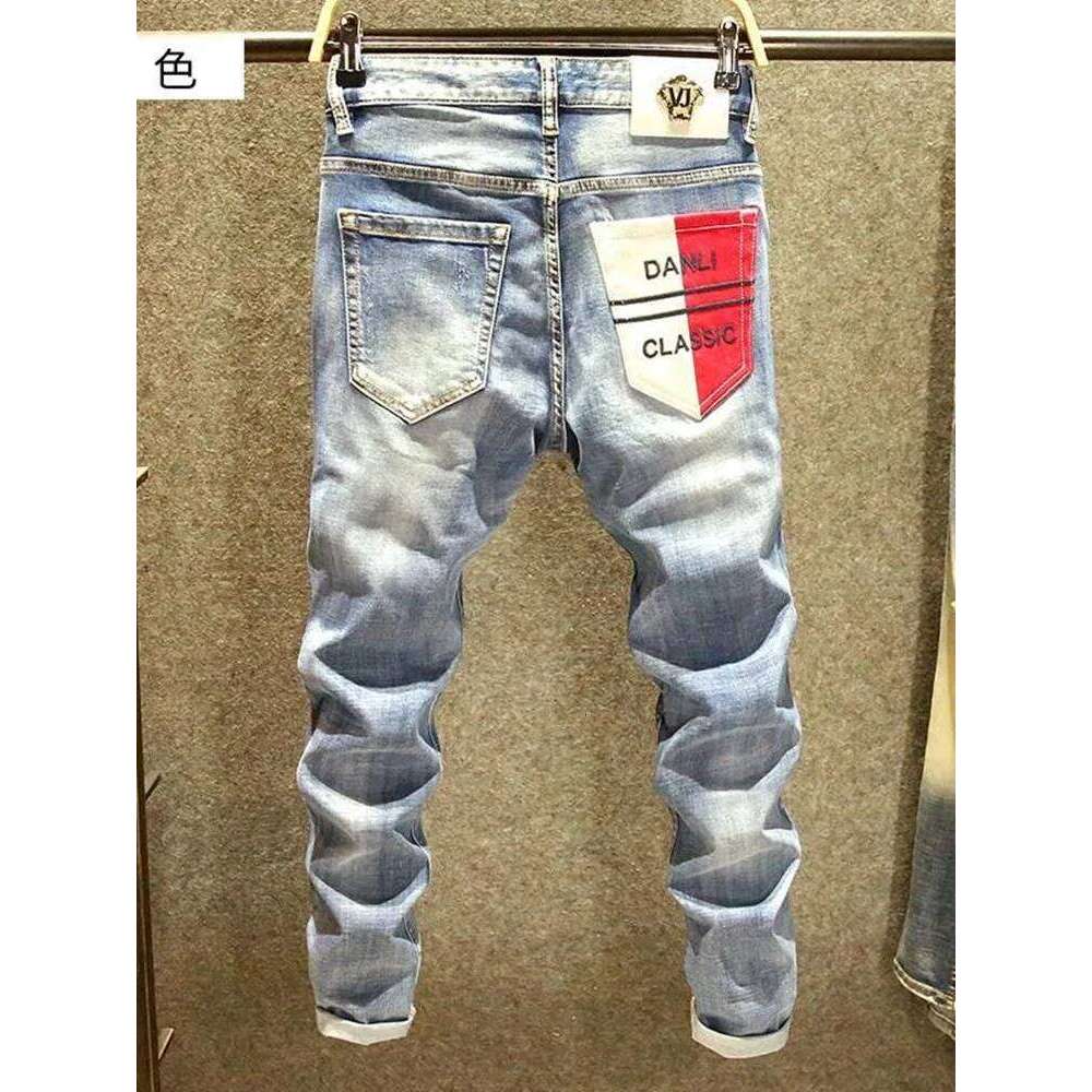 Spring and Autumn Fashion Trend Straight Leg Stretch Denim Trousers Men's Casual Slim Fit Comfortable Sports High Quality Jeans Z260225