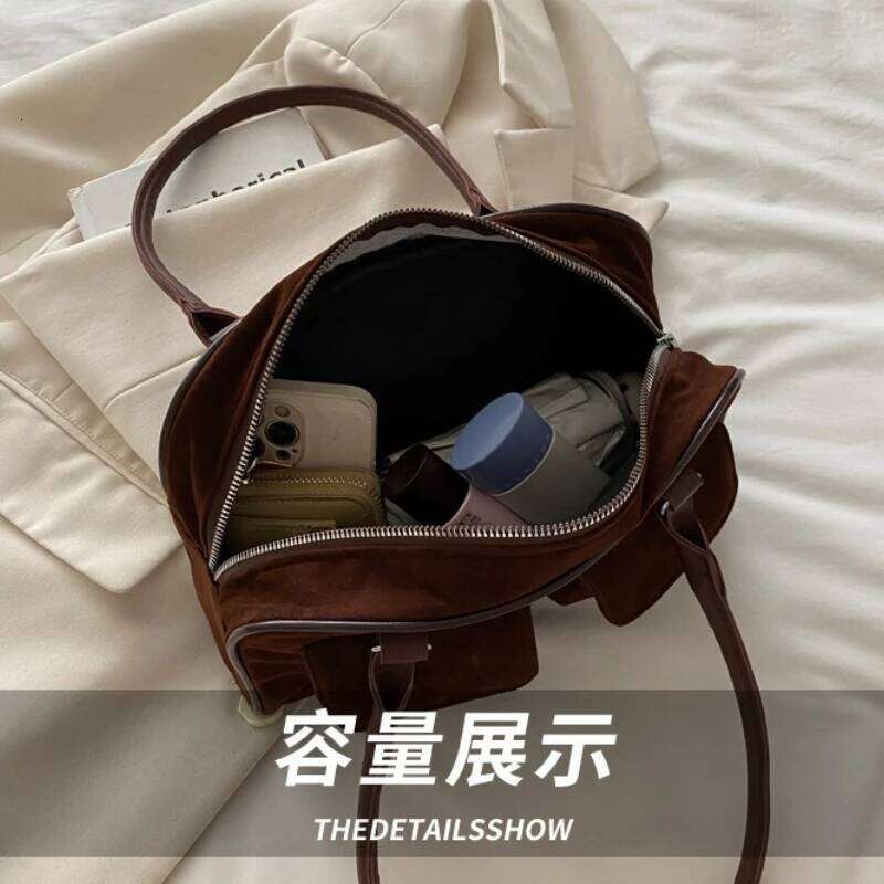 Autumn Vintage Suede Square Shoulder Bags for Women Casual Versatile Ladies Handbags Tote Large Capacity Female Underarm Bag XJ260311