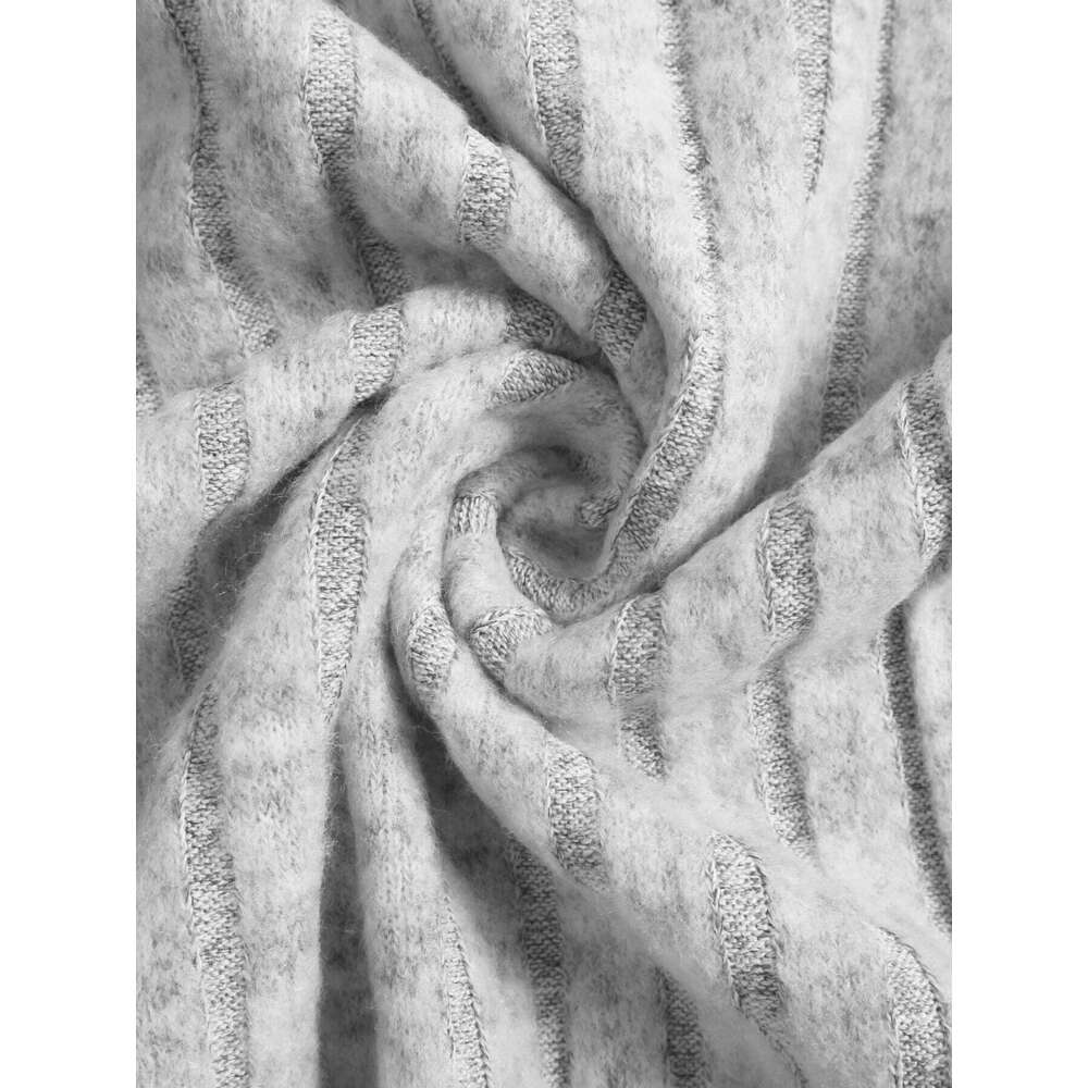 Plain Split Thigh Ribbed Bodycon Dress, Casual Long Sleeve Scoop Neck Midi Dress for Fall and Winter, Women's Clothing Z260311