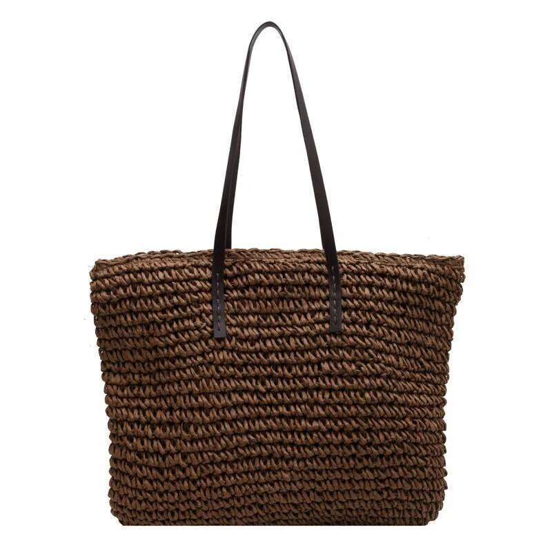 Straw Woven Tote Bags Casual Large Luxury Design Capacity Handbag Beach Shoulder Simple Women's Bag Style Shopping Summer bolsos XJ260311
