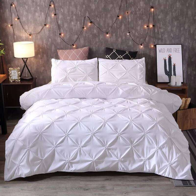 Bedding Set Pinch Pleat Comforter Sets Home Textile Bed Linen High Quality Bedspreads black White King Duvet Cover H260311