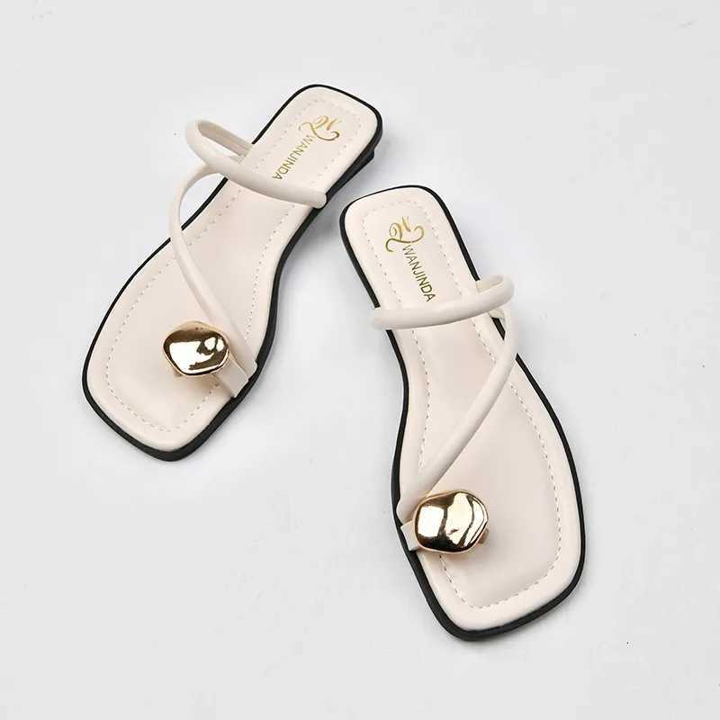 Stylish womens open-toe flat sandals slip-on style solid color ankle strap casual beach summer sandals everyday wear K260311