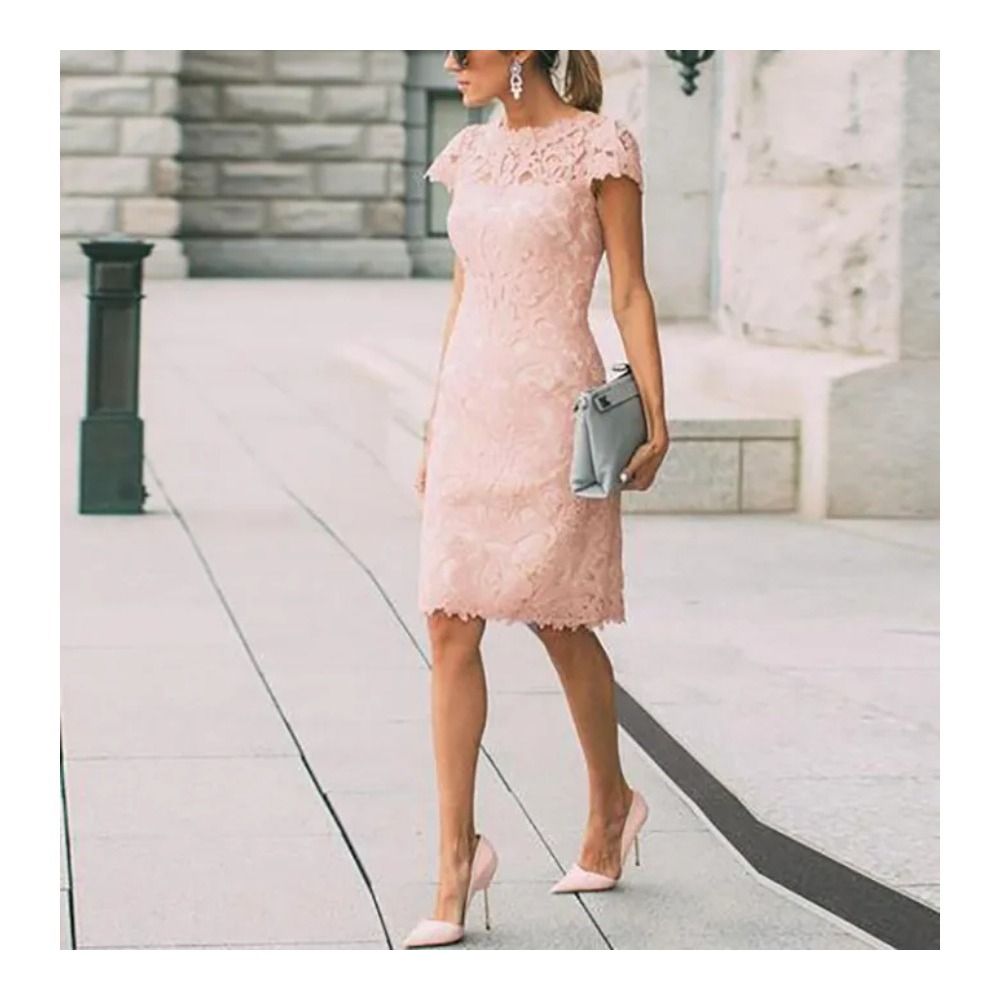 Mother Of The Bride Dresses Knee Length Lace Short Sleeves Custom Woman Formal Wedding Party Gowns madrinha Casual Ladies