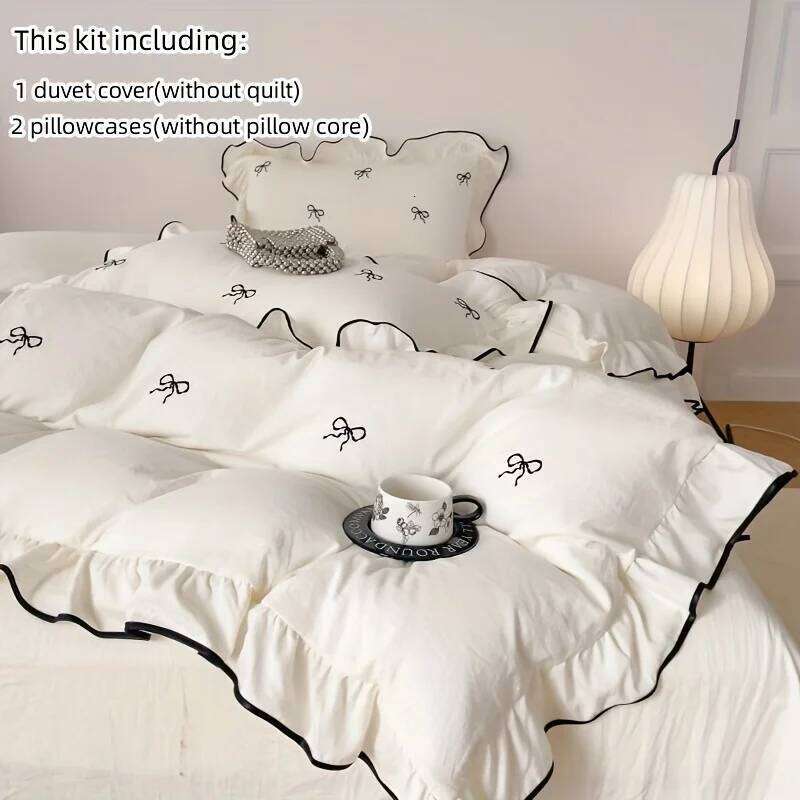 Cute Embroidered Including A Quilt Cover and Pillowcases 4pcs Set of Korean Girls' Bedding Bedroom Decoration H260311