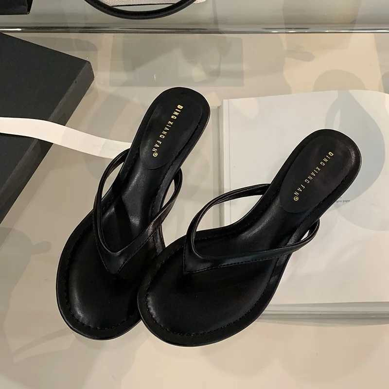 Bailamos 2025 Summer Thin High Heel Women Slipper Fashion Narrow Band Slip On Ladies Flip Flop Outdoor Dress Sandal Slides Shoe K260311