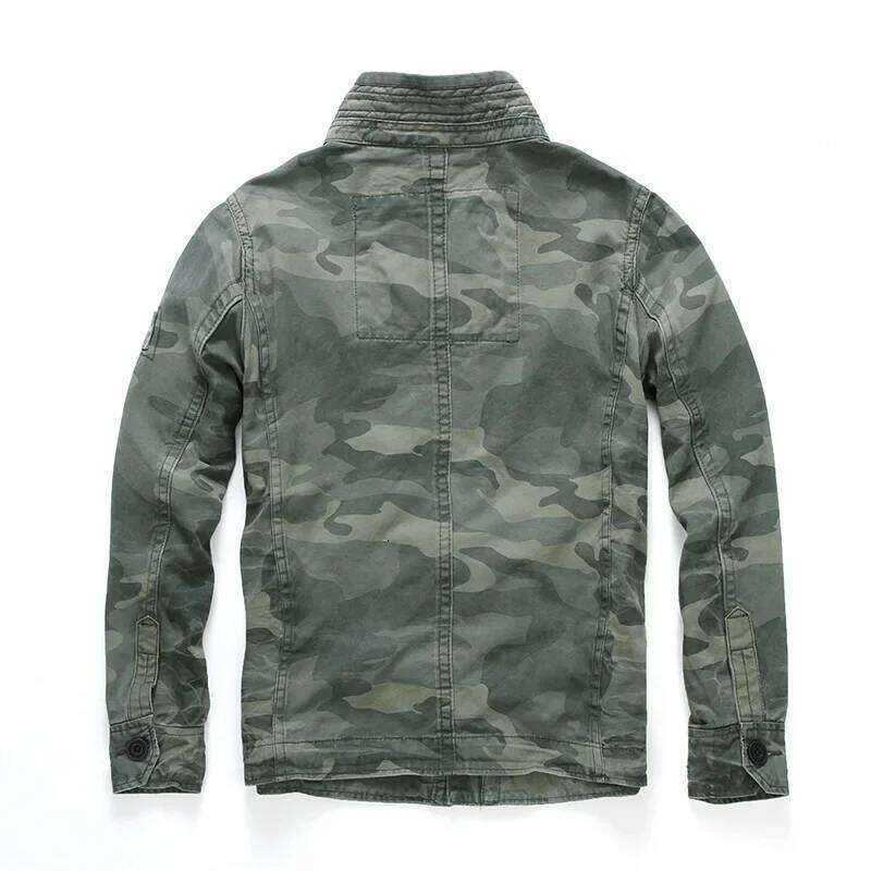 Military Denim Jacket Men Retro Camo Multi-pockets Mens Cowboy Jackets Fashion Cargo Jeans Coats Jaqueta Masculina Size S-2XL 26H0311