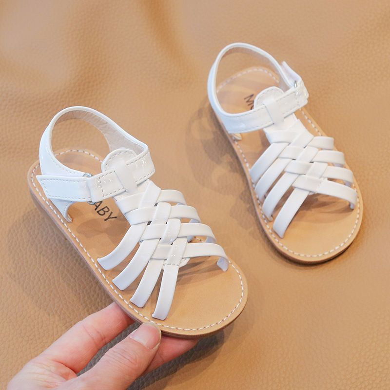 Kid Roman Sandals Woven Casual Beach Shoes Girls Comfortable Soft Sole Flat Sandals Kidszworld Student Toddler Sandals Size 21 - 30 K0743