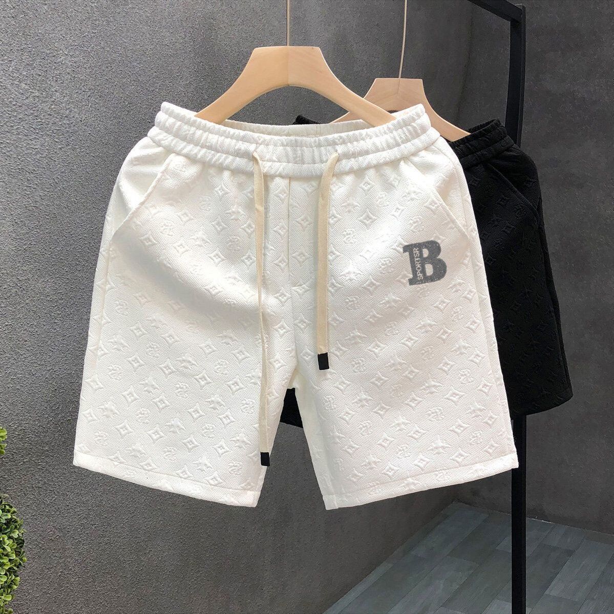 Luxury Brand Designer Clothes High-End Light Luxury Jacquard Casual Versatile Men's Shorts, Trendy Brand Mid-Length Beach Shorts, Sports Running 