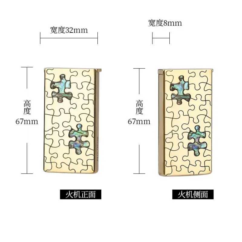 Retro Lift Brass Lighter Copper Engraved Color Shell Butterfly Puzzle Unusual Mens Gadgets with Box N260311
