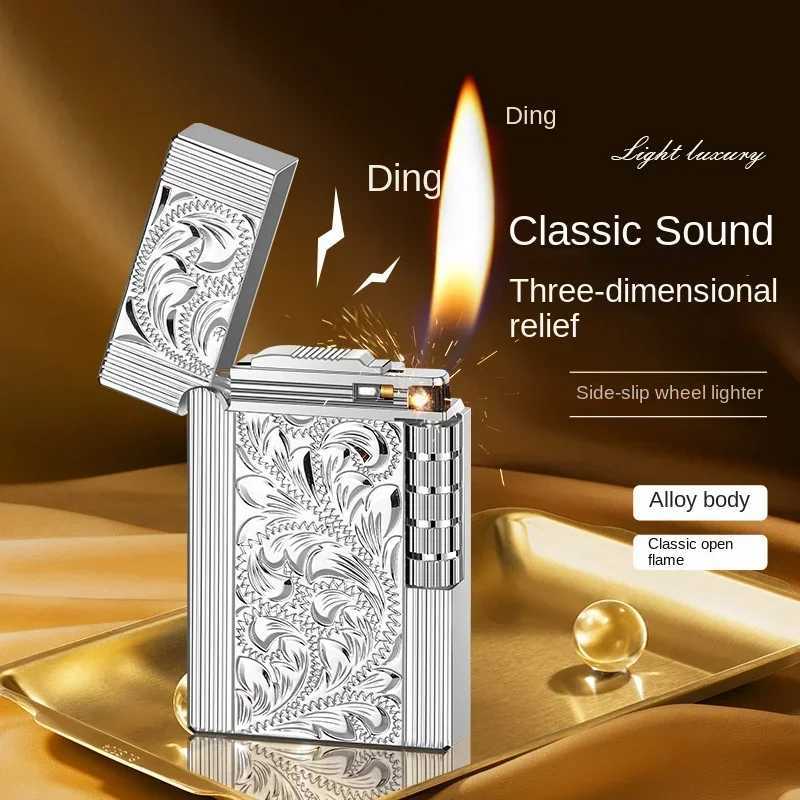 Cheap Loudly Grinding Wheel Lighter Gas Lighters Butane Grinding Wheel Flame Mini Metal Gadgets for Men Smoking Accessories N260311
