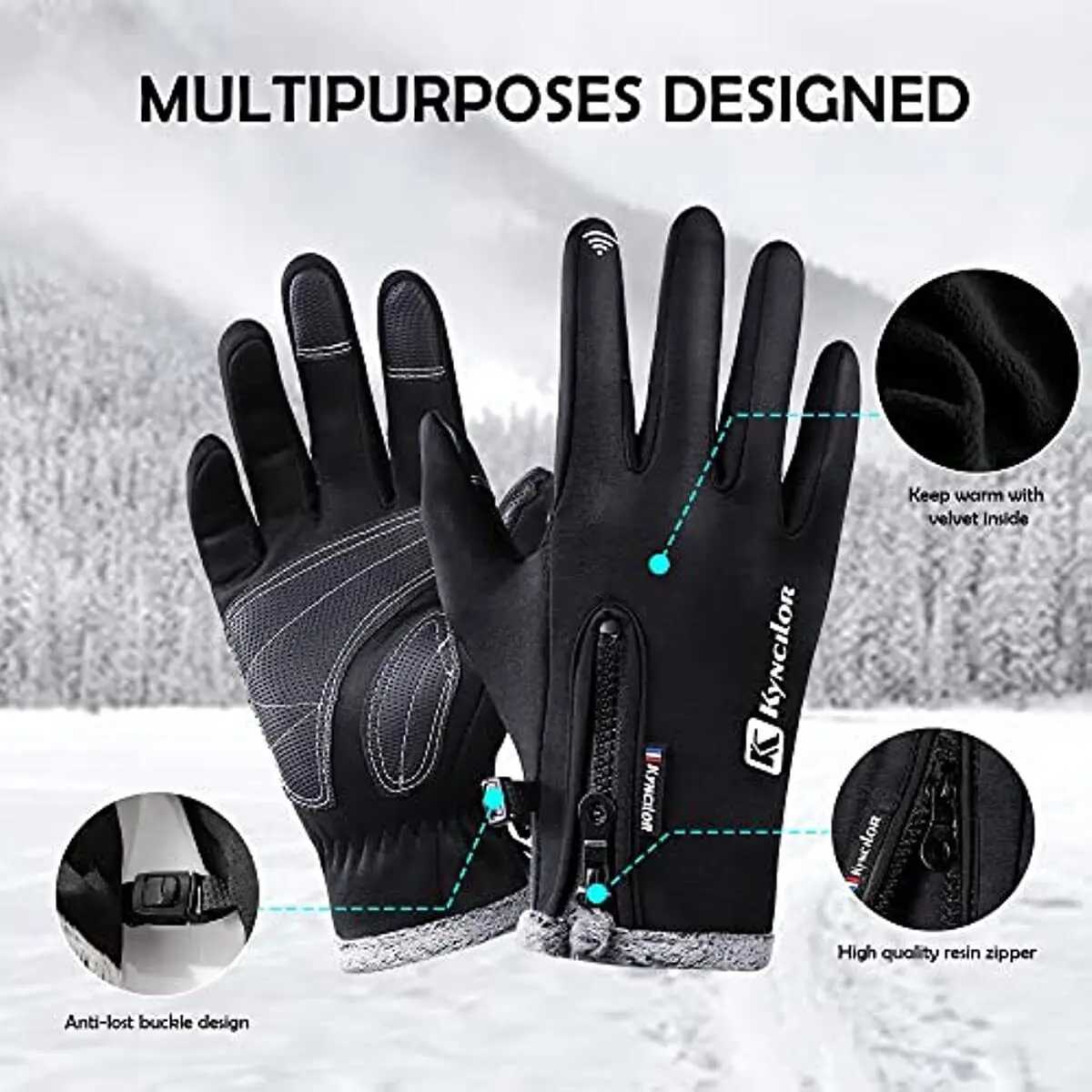 Winter Gloves Men Women Cold Weather Gloves Warm Waterproof Gloves Ski Snow Glove for Outdoor Work Windproof Thermal Gloves M260311