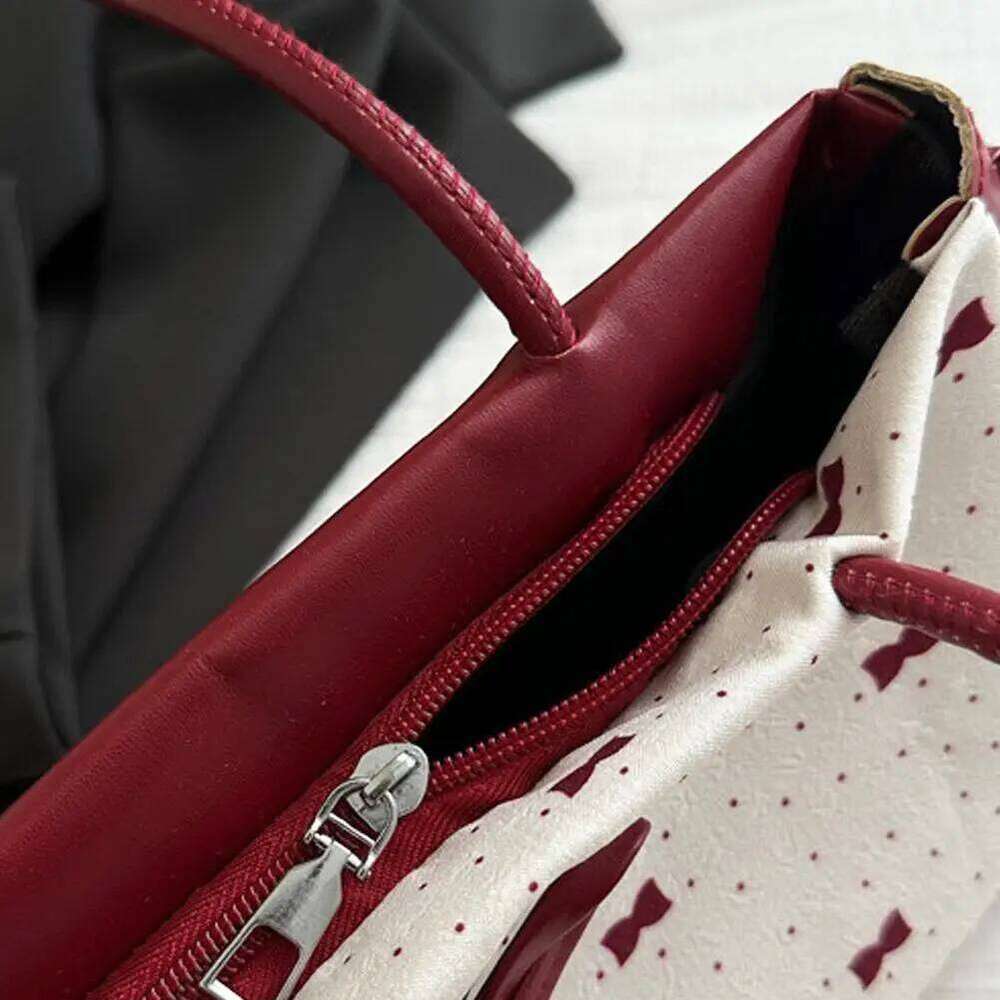 Korean Style High Aesthetic Butterfly Knot Women's Summer New Single Shoulder Underarm Fashion Polka Dot Handheld Small Bag XJ260311