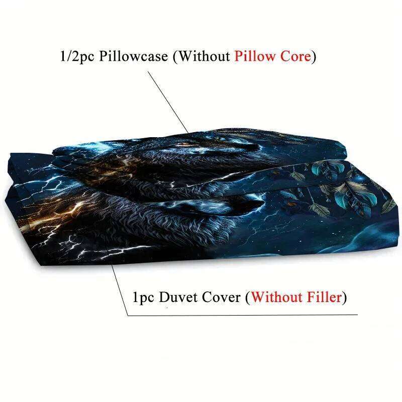 Quilt Cover 3D Printed Cartoon Anime Wolf Duvet comforter 100% Polyester Soft and Comfortable Night Sky Bedding Sheets sets H260311 - view 6