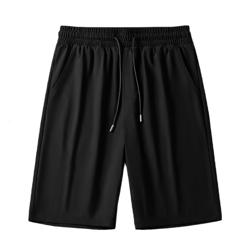 Summer Five Elastic Shorts Thin Men's Sports Mid-pants Loose Plus Size Designer Pants Black Ice Silk Five-point Men's Shorts