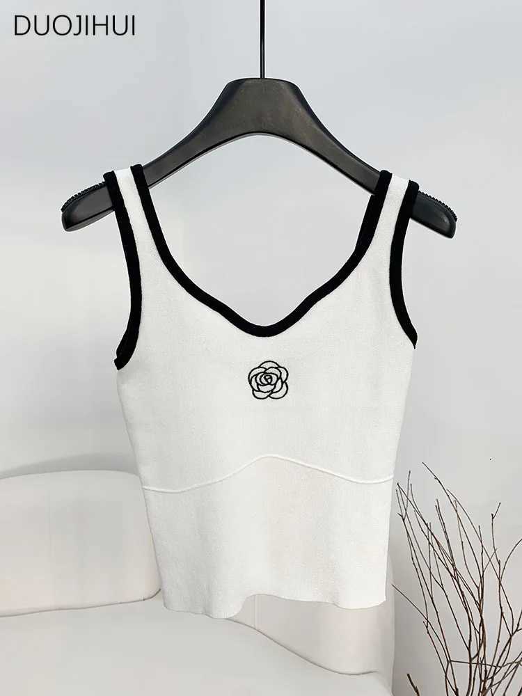 Sleeveless Vest Women's Summer Printed Spliced Round Neck Loose Embroidery Casual Camisole TopT260311