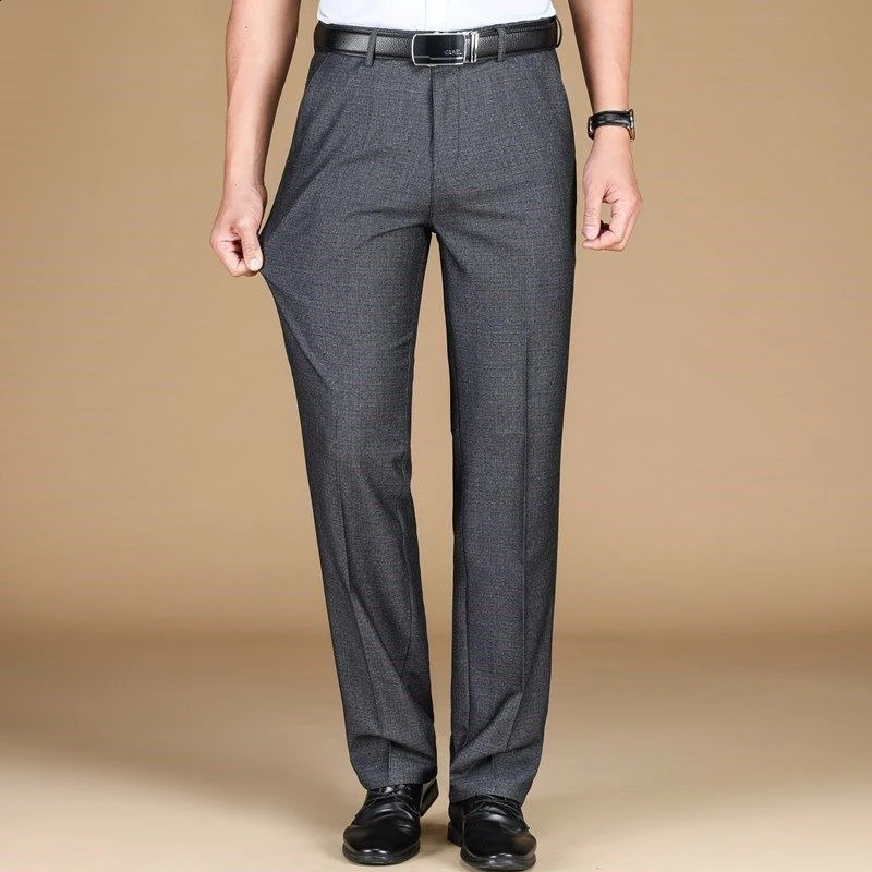 Mens Classic Straight Leg Business Suit Pants Solid Formal Occasion Office Pants Male High Quality Baggy Trousers Plus Size 260227