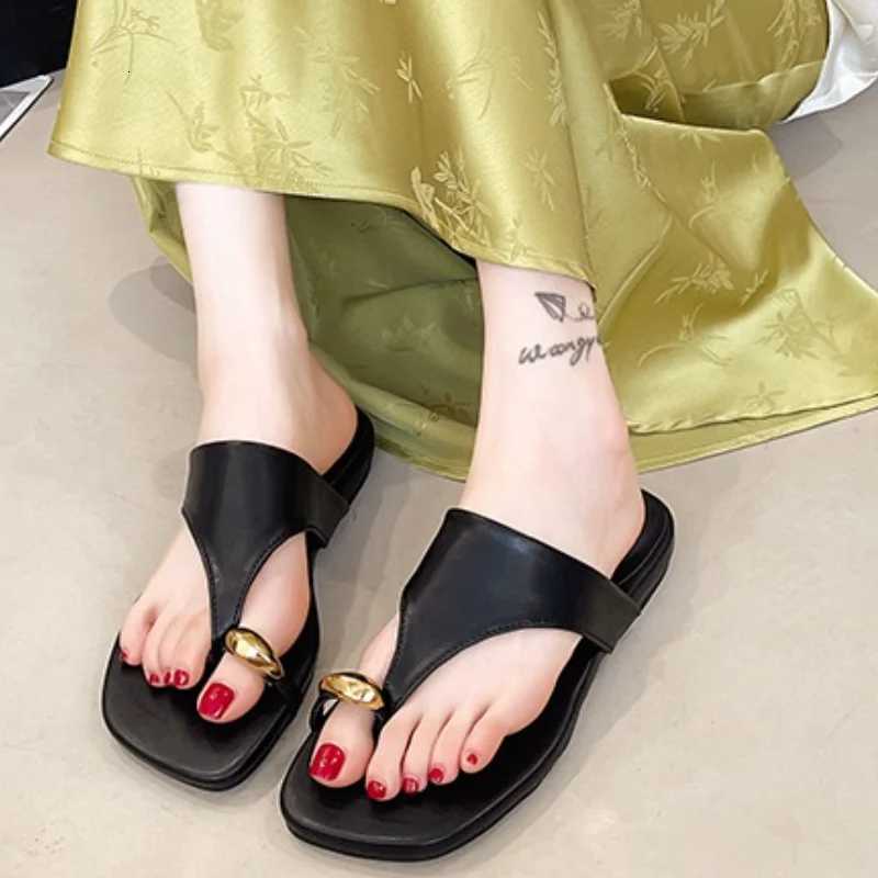 Female Flats Slides Shoes for Ladies Summer Fashion Metal Women Sandals Shoes K260311