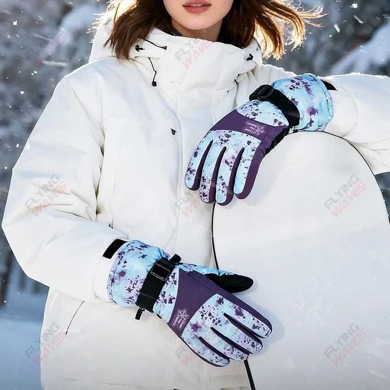 Men Winter Ski Gloves Women Thickened Fleece Windproof Cold Resistant Warm Non-Slip Outdoor Thermal Cycling Motorcycle Gloves M260311