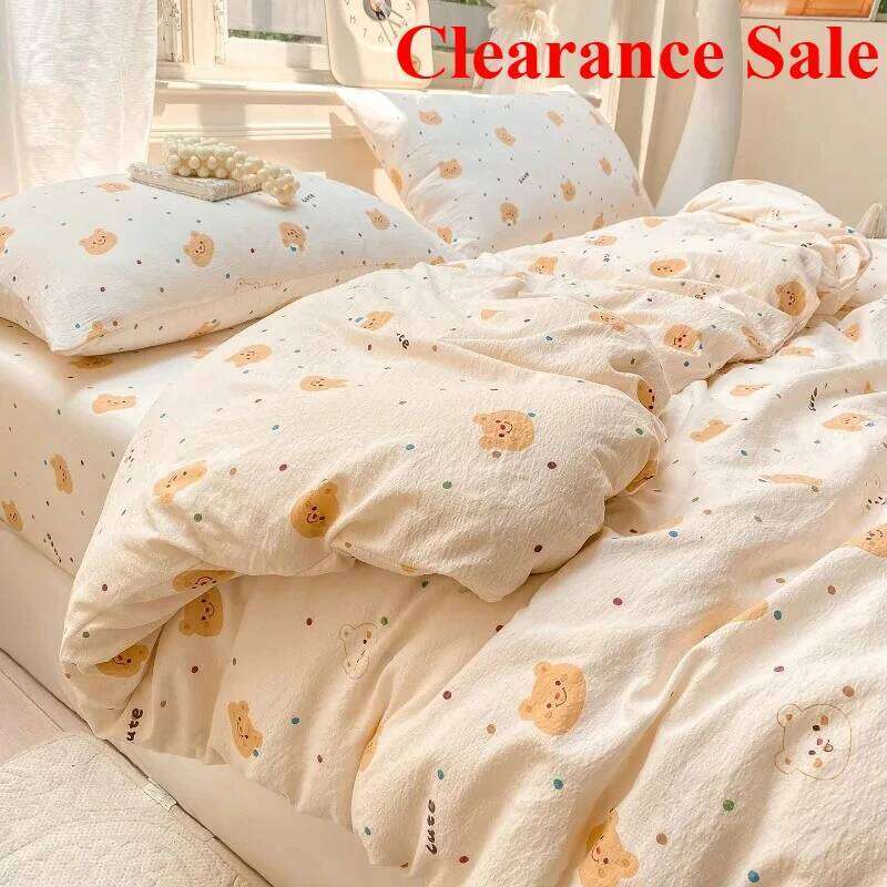 New wrinkled double-layer yarn four-piece set, mattress model, cream wind class A cloud feeling super soft kapok kit H260311