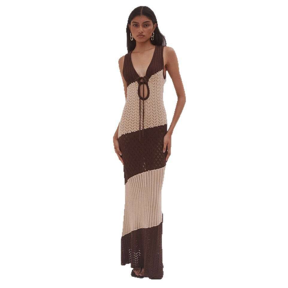 Designer Sexy Knitted Hollow Cover-Up Beach Dress | Women's Bikini Swimsuit | Solid Color | S-XXL