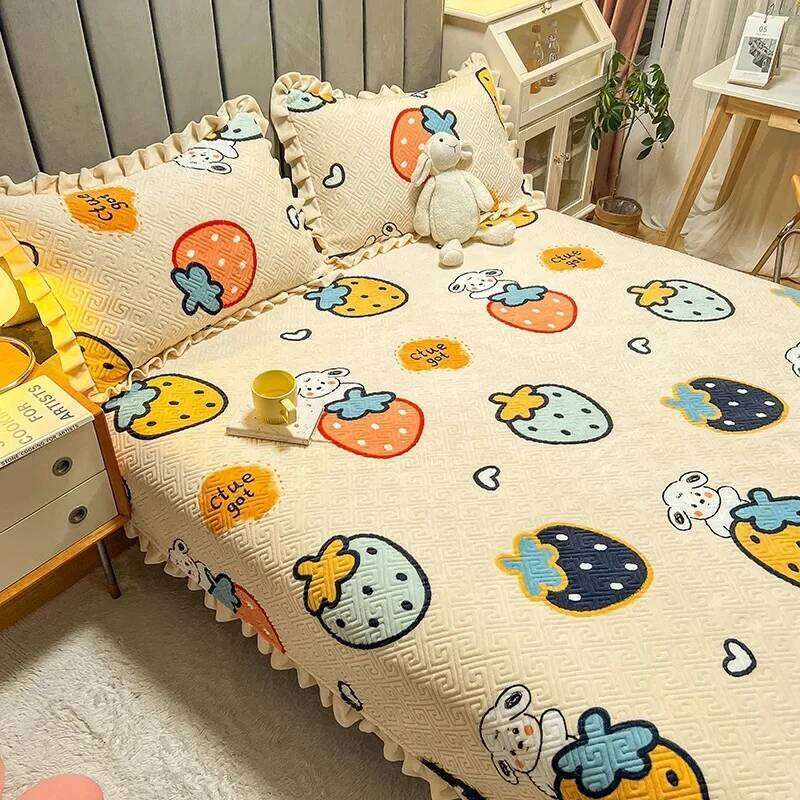 Thickened Milk Fiber Quilted Three Or Four Piece Suit Winter Tatami Bed Cover H260311