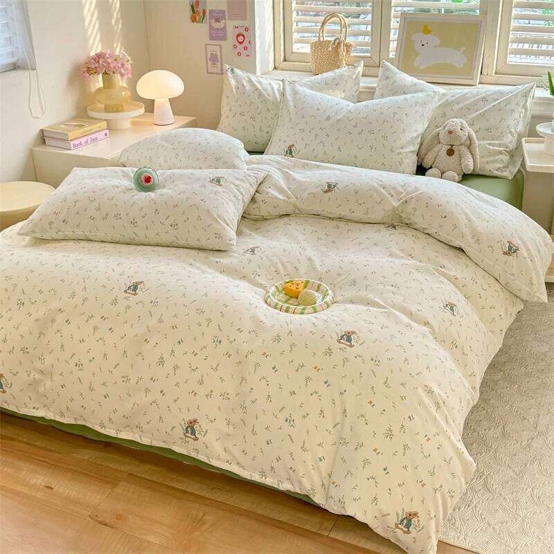 A 3-piece fresh fashionable printed set 1 quilt cover +2 pillowcases without cores, for home and dormitory use H260311