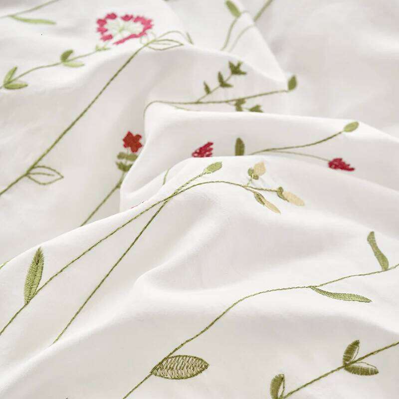 3pcs flowers embroidery Bedding set ruffles Duvet Set 1*Duvet Cover + 2*Pillowcase, Without Corefor bedroom guest room H260311