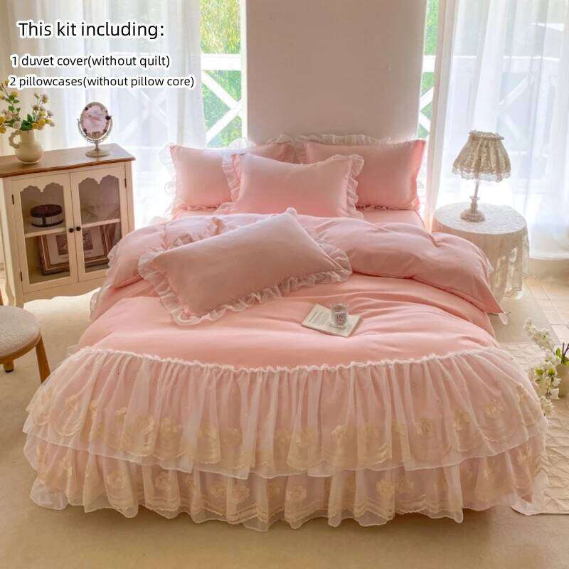 3pcs Korean lace Bedding set wedding Duvet Set 1*Duvet Cover + 2*Pillowcase, Without Corefor bedroom guest room H260311