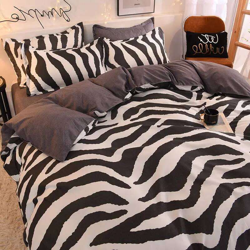 Orange Bedding Set Girls Boys Bed Linen Sheet Plaid Duvet Cover No Filling 240x220 Single Double Queen King Bedclothes H260311 - view 4