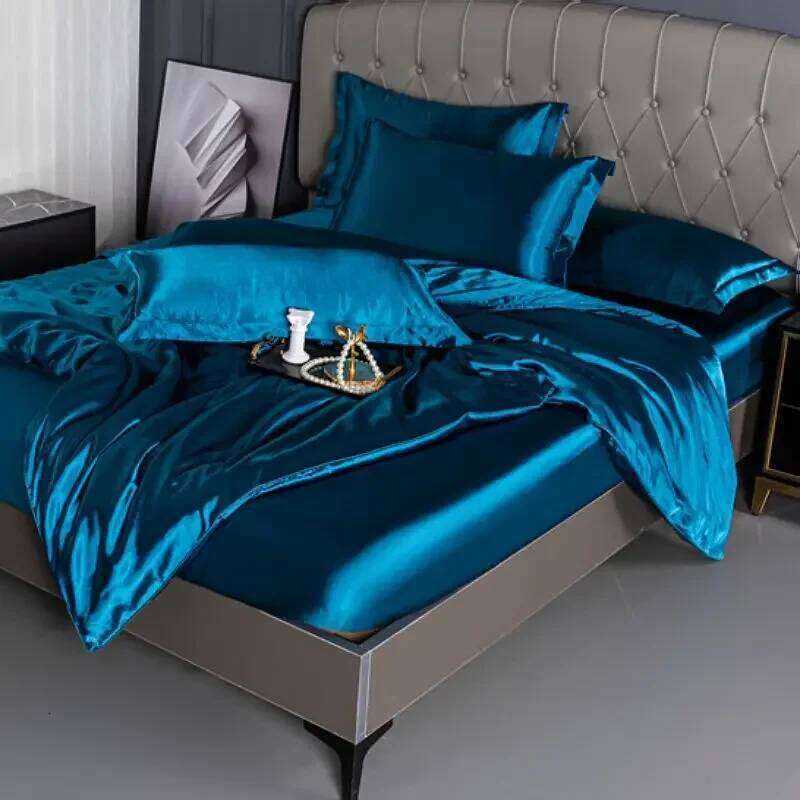 Pure 100% Silk Comforter 4pcs King Queen Size Bedding Kit Cover Linen Sets My Melody Bed Sheets H260311 - view 4