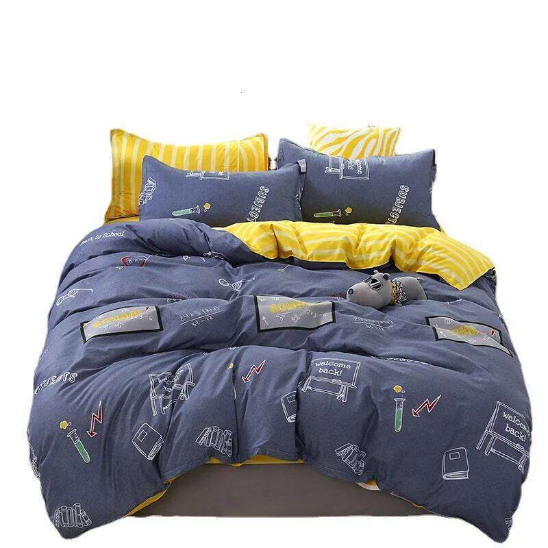 Korean Home Textile Bedding Frosted Simple Four Piece Set Wholesale Aloe Cotton Bed Sheet Cover 1.2m H260311 - view 6