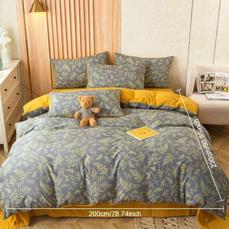 cover Set, Double-Layer Yarn, Includes 1 Quilt Cover 1/2 Pillowcases, Duvet Insert, No Pillow Core H260311 - view 4
