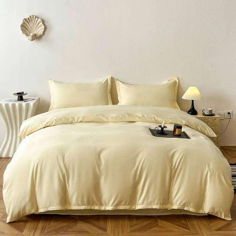 Class 2025A new simple high-end solid color skin-friendly four-piece set, student dormitory three-piece set can sleep naked H260311 - view 4
