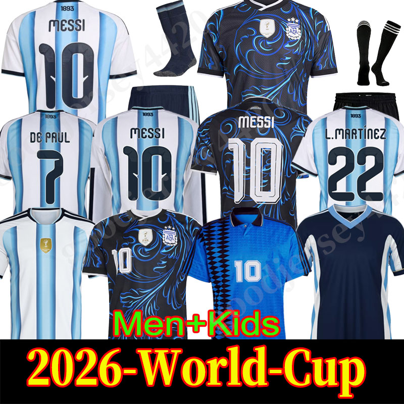 World Cup 2026 Argentina soccer Jerseys GARNACHO DE PAUL National Team MARTINEZ Player version Maradona Retro Football tops Shirts 26 27 MESSI Men kids vintage Kits