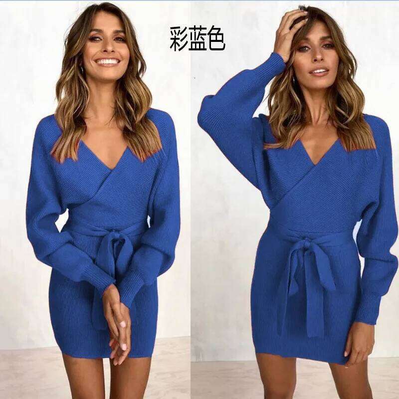 Solid Color Frock Autumn Winter Sexy Lace Up V-neck Backless Dresses 2025 Woman Hug The Hips Vestidos De Fiesta Elegantes Z260311