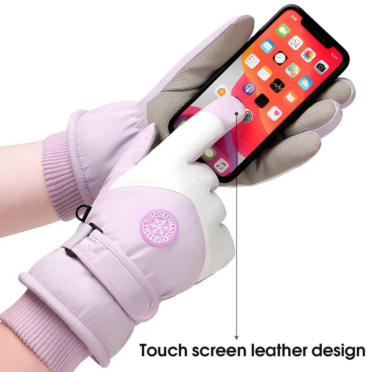Ski gloves are warm cold resistant thick slip resistant splash proof and suitable for outdoor hiking and cycling in winter M260311