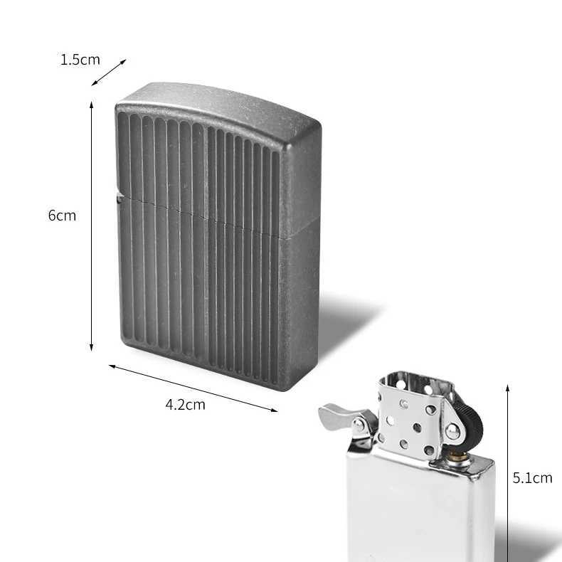 Heavy Armor Full Titanium Fuel Lighter Thickened Oil Windproof Pocket Lighter Vintage Style Mens Cigarette Lighter N260311