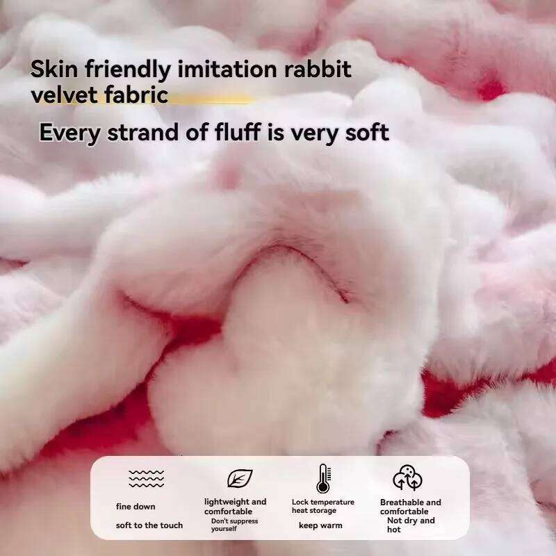 New Rabbit Fur Thickened Milk Velvet Duvet Cover Set Machine Washable Soft SkinFriendly Warm Bed Sheet for Home and Hotel H260311