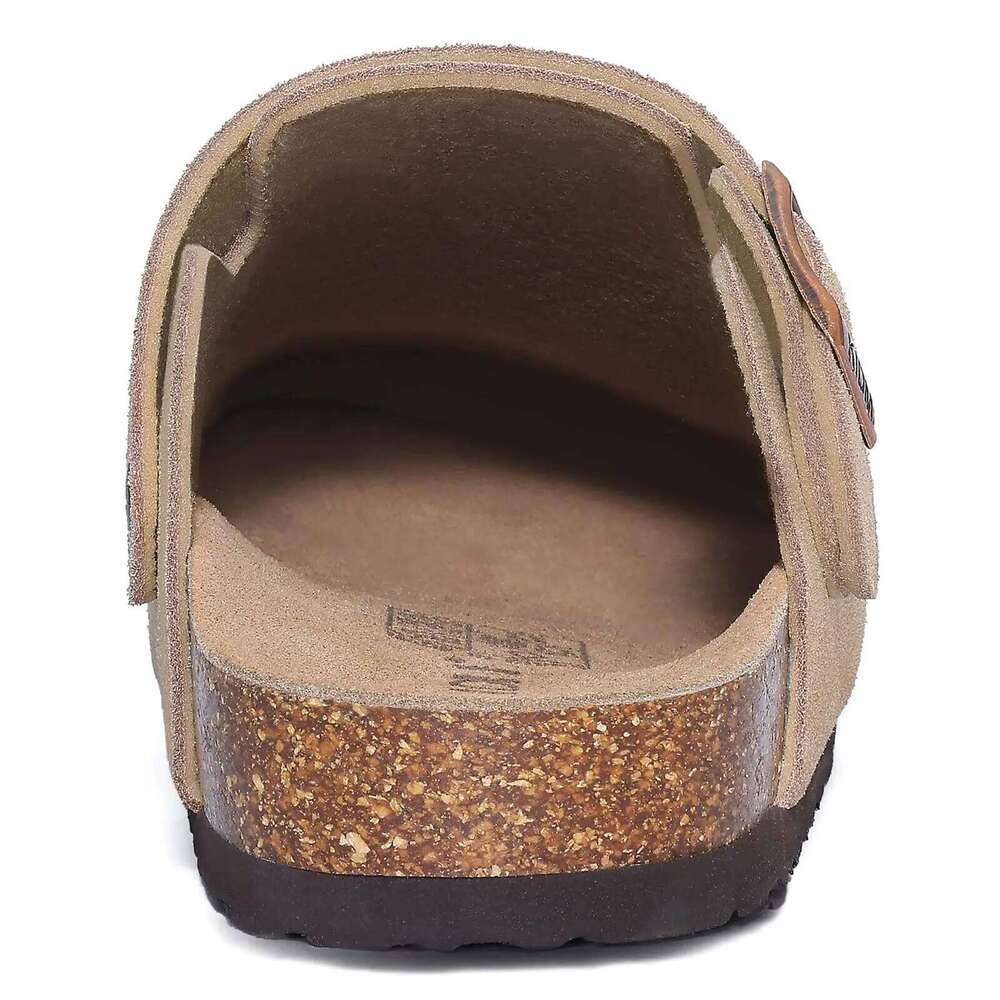 Crestar New Brooklyn Women's Suede Clogs Cork Footbed Cow Leather Mules With Adjustable Slingback Fashion Slip on Potato Shoes