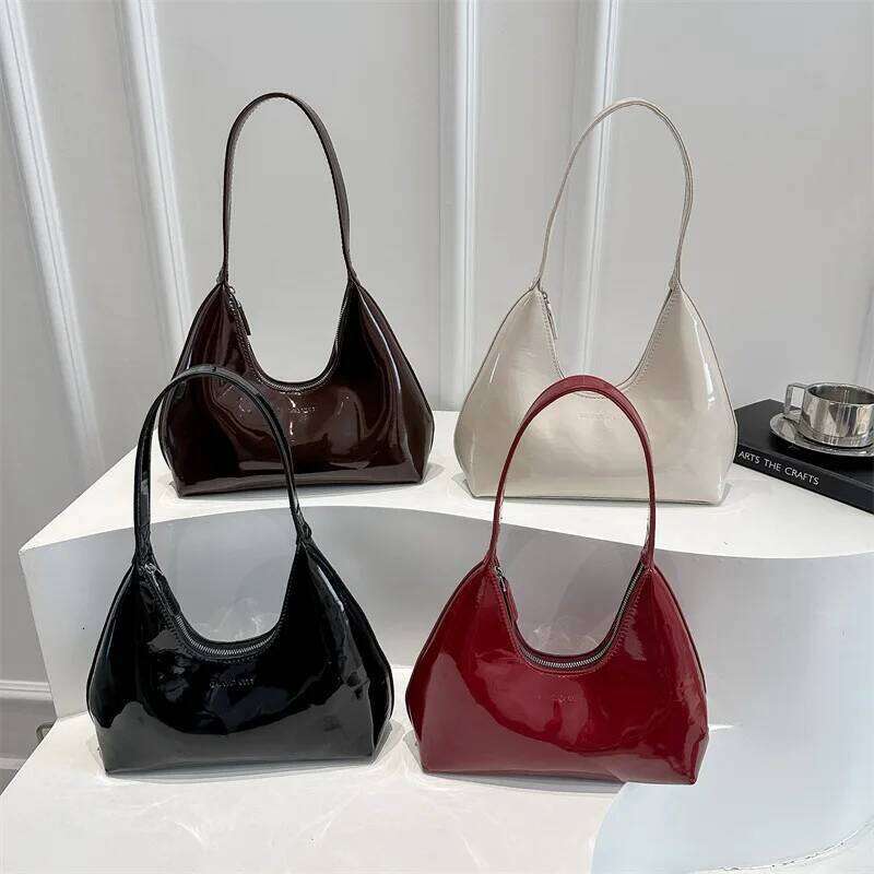 Solid Color Synthetic Leather Shoulder Underarm Retro Versatile Women Bag, Fashionable Daily Use Chic Handbag Purse XJ260311