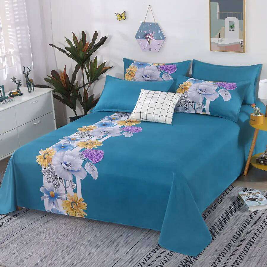 3pcs/Set Home Textile with Pillowcases Cotton Material Lovers Room Bedding Flat Bed Sheet Set H260311