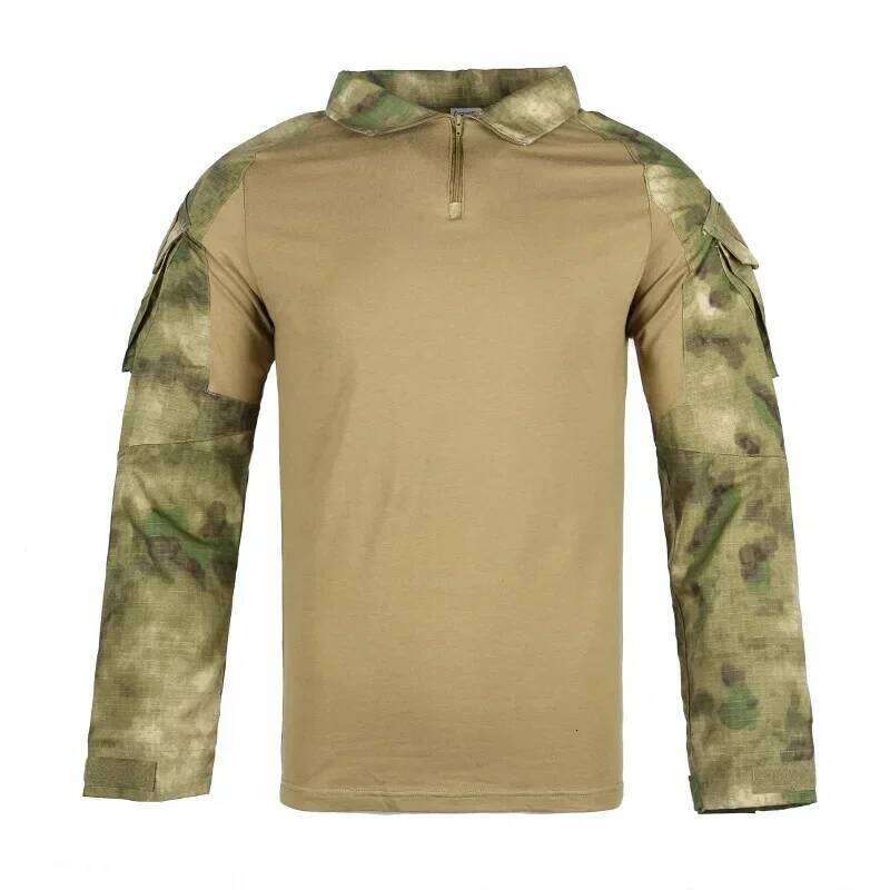 Men's Outdoor Tactical Hiking T-Shirts,Hunting Camouflage Long Sleeve Hunting Climbing Shirt,Male Breathable Sport Clothes 26H0311