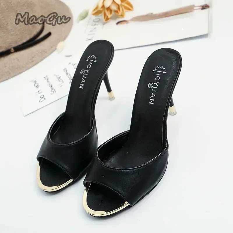 2024 Summer Fashion Thin Heels Shoe Sexy Black Woman Comfortable Sandals Mules Women High Heel Slip-on Shoes K260311