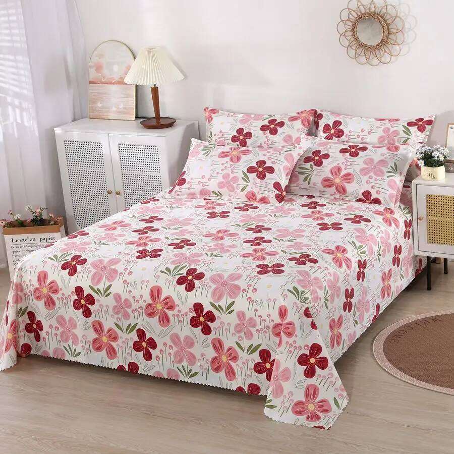 3pcs/Set Lot Home Textile with Pillowcases Cotton Material Lovers Room Bedding Flat Bed Sheet Set H260311