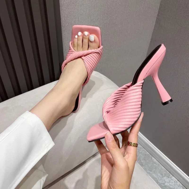 Maogu Pink Orange Womens Shoes 2024 Trend New Fashion Fashion Slides Ladies Elegant High Heel Summer Sandals K260311