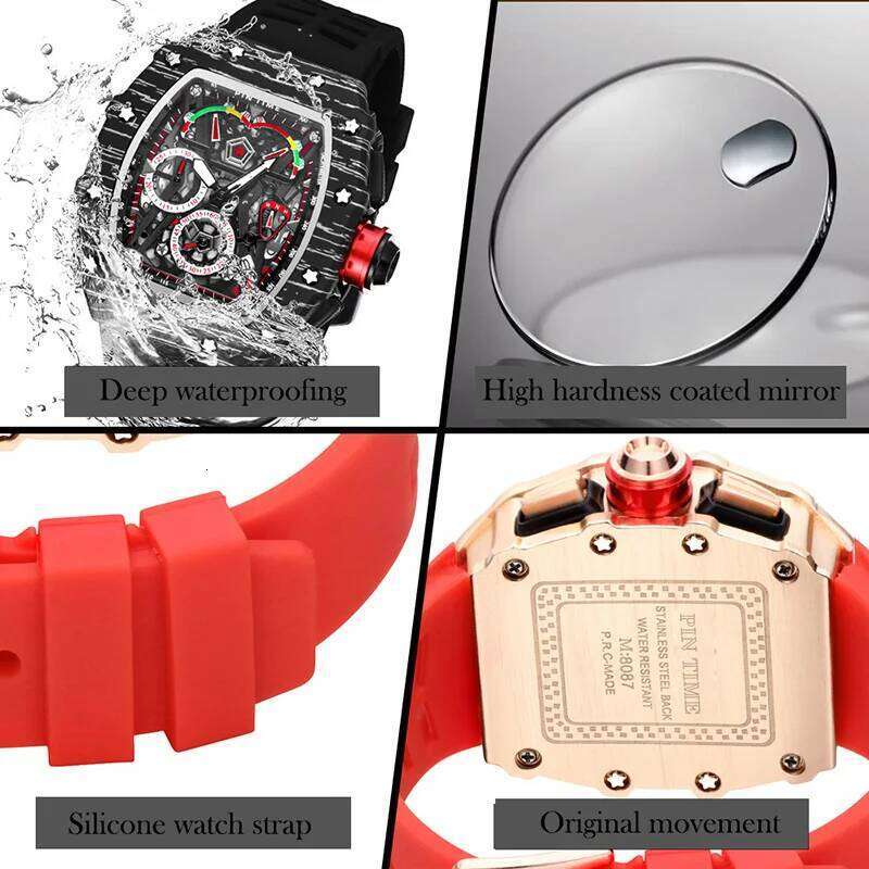 Top Brand Watch Luxury Multifunctional Wristwatch Luminous Waterproof Sports Hip Hop Quartz Watches Clock Relogio Masculino