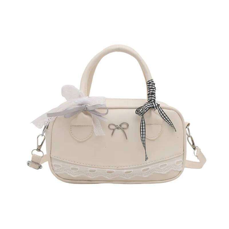 Sweet Ribbon Boston Shoulder Bags for Women Commuter Versatile Ladies Crossbody Bag Solid Color Female Pu Leather Handbags Purse XJ260311